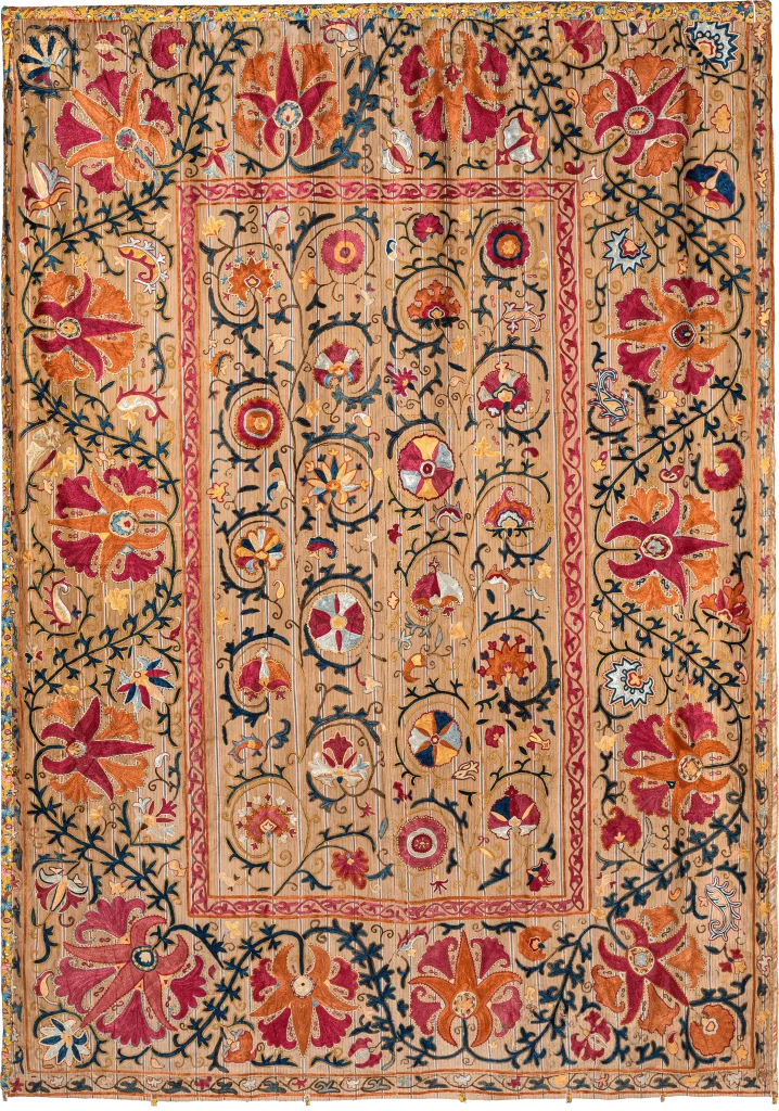 S18, Bukhara or Shahkrisabz Suzani, Silk on Cotton