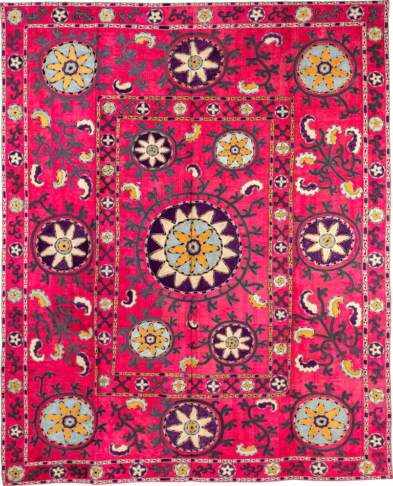 S8, Bukhara Adras Suzani, Silk on Adras Silk