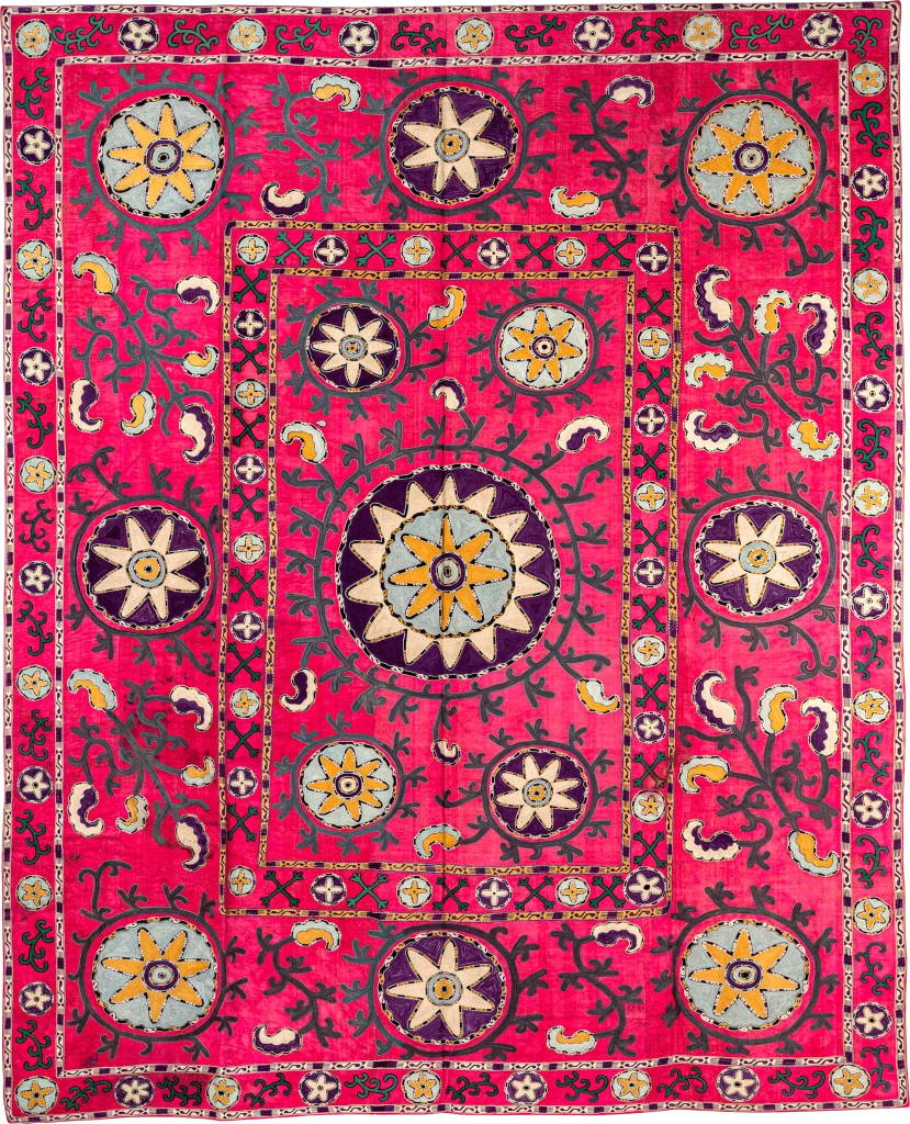 S8, Bukhara Adras Suzani, Silk on Adras Silk